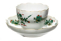 coffee cup & saucer green red dragon pattern Meissen...