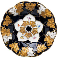 plate splendor pattern, royl blue, colored flowers, gold bronce Meissen B-form form C138
 1st Choice 1966 (28cm)