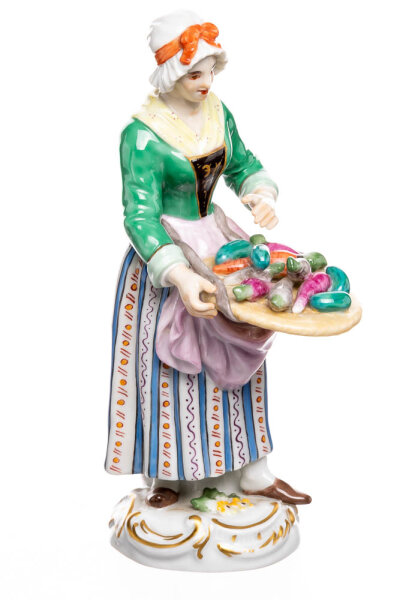 figurine vegetable selling woman Meissen designed by Johann Joachim Kändler Chris de Paris 1st Choice form 50247 1988 hight:14cm