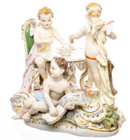 Figur Allegorie das Gl&uuml;ckspiel Meissen von Johann Joachim K&auml;ndler Allegorien 1. Wahl Modell 2215 1850-1924 H&ouml;he:18cm