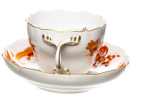 coffee cup &amp; saucer red dragon pattern Meissen New Cutout form 00584 1st Choice after 1970 (14cm)