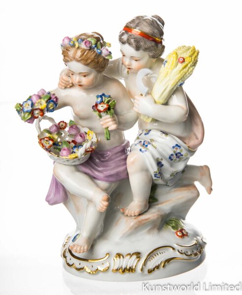 figurine group of allegories summer & spring Meissen allegories 1st Choice form P 281 (61278) after 1940 hight:15cm