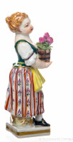Figur G&auml;rtnerkind mit Blumentopf Meissen G&auml;rtnerkinder bemalt 1. Wahl sehr guter Zustand