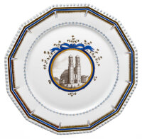 dinnner plate with Munich Frauenkirche Nymphenburg Pearl Service designed by Dominikus Auliczek 1st Choice after 1930 (27,5cm)