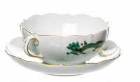 soup cup &amp; saucer rich green dragon Meissen New Cutout form 00656 1st Choice after 1970 (17,5cm)