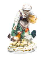 figurine girl feeding chickens Meissen allegories 1st...