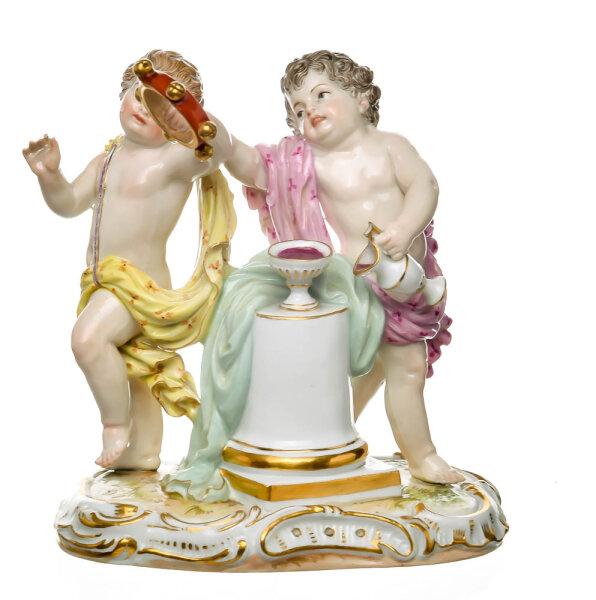 Figur Tamburin spielende Kinder Meissen von Christian Gottfried Juechtzer  N/A 1. Wahl Modell H 36 1850-1924 Höhe:12,5cm