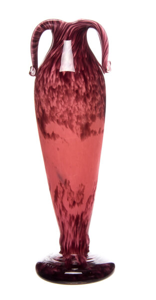 Große seltene Vase Glaspaste Delatte Nancy 1. Wahl um 1920-30 ca. 30 cm