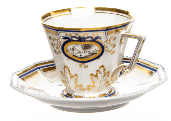 coffee cup&saucer with sepia painture Nymphenburg Pearl Service designed by Dominikus Auliczek 1st Choice after 1930 (0cm)