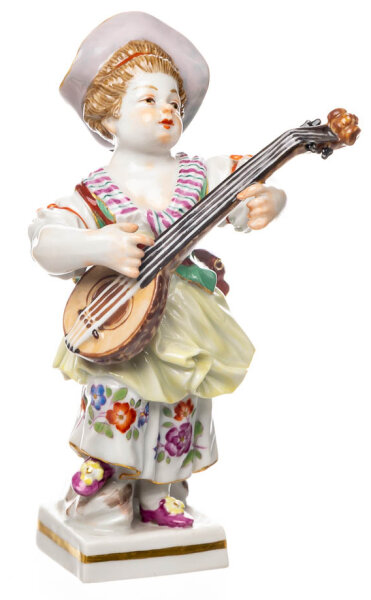 Figur Gärtnermädchen mit Gitarre Meissen Gärtnerkinder 1. Wahl nach 1970 Höhe:0cm