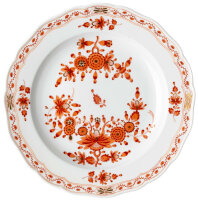 soup plate Indian painting, red, gold points Meissen New Cutout form 00489 1st Choice 1850-1924 (23,5cm)