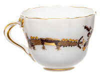 mocha cup&amp;saucer rich brown dragon yellow spots Meissen New Cutout 1st Choice 1850-1924