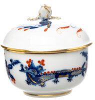 sugar bowl rich blue dragon with red points Meissen New...