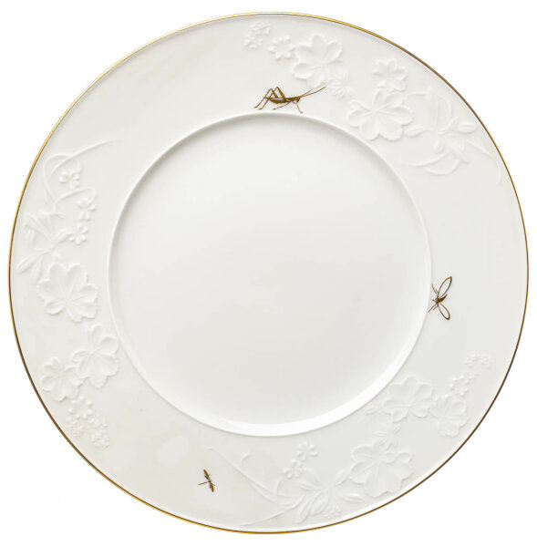 dinner plate golden insect painture KPM Berlin Feldblume designed by Trude Petri 1st Choice after 1940 (26,5cm)