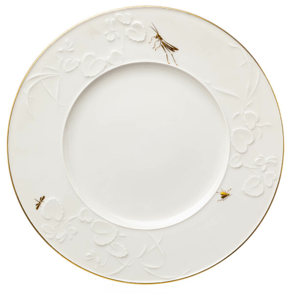 dinner plate golden insect painture KPM Berlin Feldblume designed by Trude Petri 1st Choice after 1940 (23cm)
