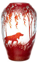 cameo vase with dogs Legras 1st Choice about 1910 (22,5cm)