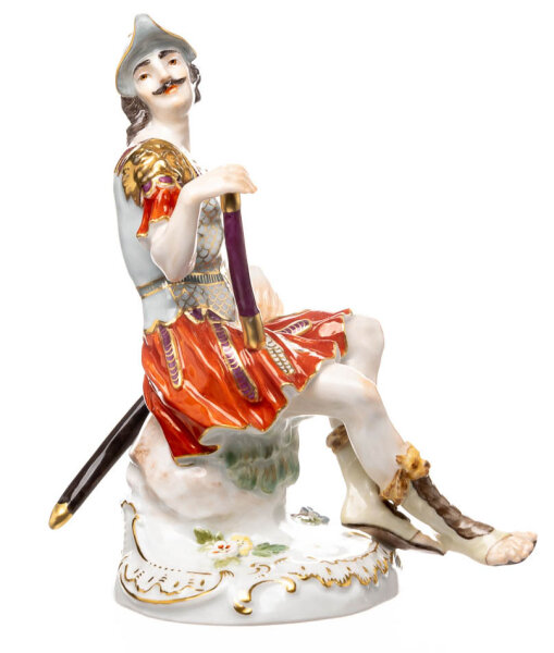 Figur Gott Mars sitzend Meissen von Johann Joachim Kändler Mythologische Figuren 1. Wahl Modell 1213 nach 1940 Höhe:15cm