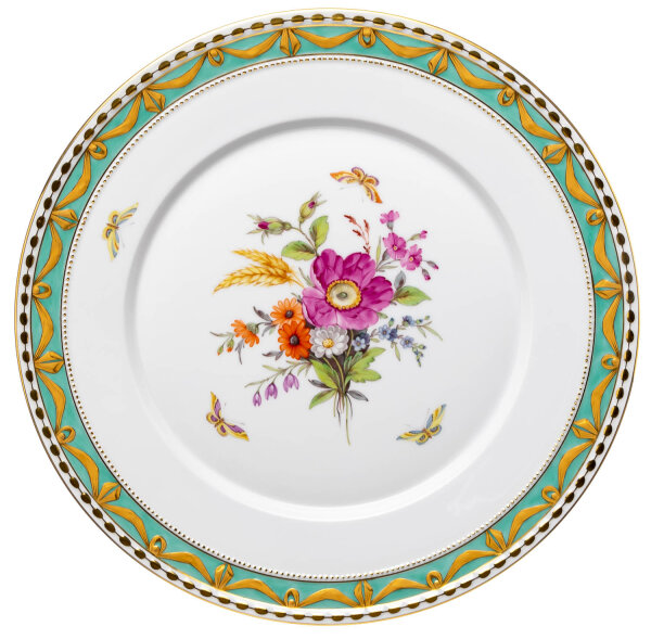 Gourmet plate flowers and insects No. 73 KPM Berlin Kurland 1st Choice after 1970 (29,3cm)
