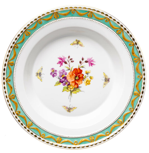 soup plate flowers and insects No. 73 KPM Berlin Kurland 1st Choice after 1970 (25cm)