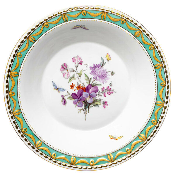 round salat bowl flowers and insects No. 73 KPM Berlin Kurland 1st Choice after 1970 (25cm)