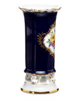 Vase auf Fueschen kobaltblau Blumenbukett Meissen Neuer Ausschnitt Modell 426 1. Wahl 1924-34 (14cm)
