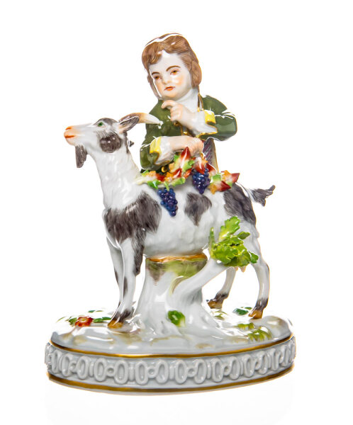 figurine boy with goat Meissen designed by Johann Carl Schönheit allegories 1st Choice form 61270
 after 1940 hight:15cm