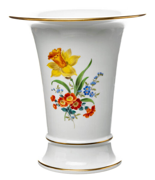 large trumpet vase colored flowers 3 Meissen New Cutout form 541 1st Choice 1992 (20cm)