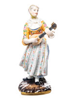 figurine farmer woman playing guitar. Meissen designed by...