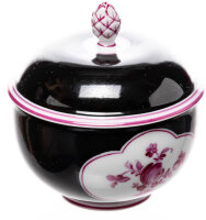 sugar bowl Camaieu-Purple-Painture black  Nymphenburg Glatte Form designed by Fritz Baeuml 1st Choice after 1940 (8cm)