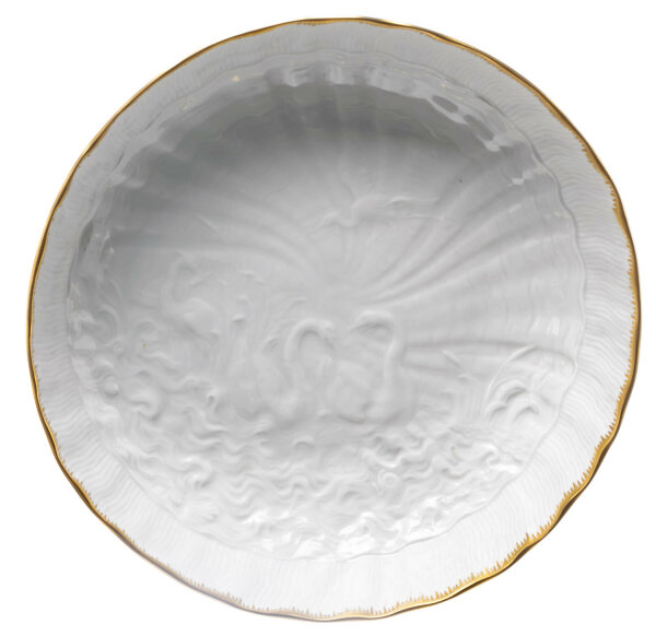 bowl golden edge Meissen swan Service designed by Johann Joachim Kändler form 5420 1st Choice after 1960 (21cm)