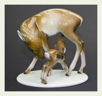 figurine deer with fawn Rosenthal designed by Rudolph Rempel Animals 1st Choice form 1638 1937 hight:15cm