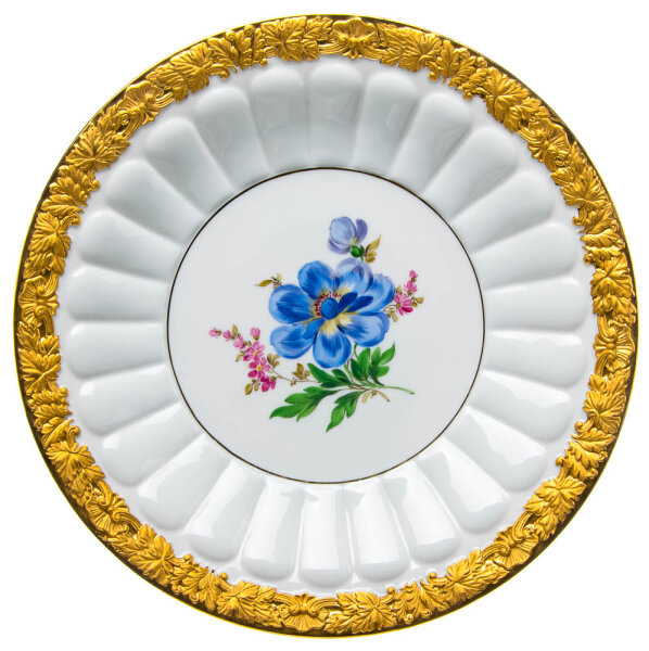bowl splendor pattern colored flowers 2 goldbronce Meissen X-Form form k220 1st Choice 1924-34 (26,8cm)