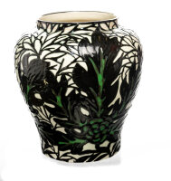 Art Deco Vase Karlsruher Majolika Manufaktur von Prof. Max Laeuger Modell 1845 1. Wahl um 1923 (23cm)