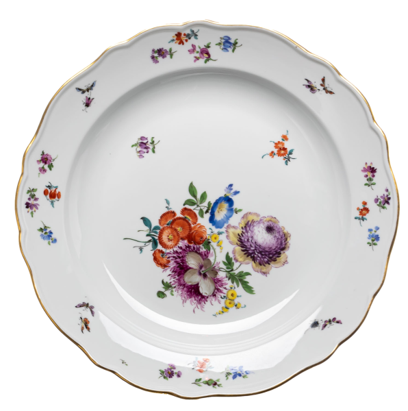 round platter insects & flowers Meissen New Cutout form 135 1st Choice 1924-34 (31cm)