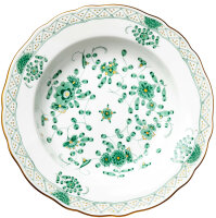 soup plate oriental painting, flower ornament, green...
