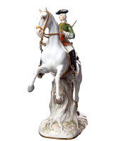 Figur J&auml;ger zu Pferde Meissen von Johann Joachim K&auml;ndler 1. Wahl Modell 1133 1850-1924 H&ouml;he:28cm
