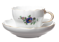 coffee cup & saucer indian stone, flowers and bird...
