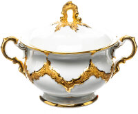 sugar bowl with tray goldbronce Meissen B-form form B103...