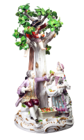 figurine apple crop - gardening group under tree Meissen...