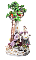 figurine apple crop - gardening group under tree Meissen gardening childs 1st Choice form 2229 1850-1924 hight:28cm