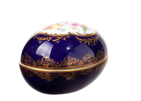 lidded bowl royal blue and flowers pattern Meissen New Cutout form 70 1st Choice 1850-1924 (12cm)