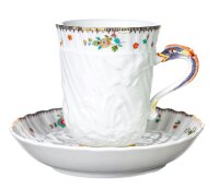 coffee cup&saucer swan design indian flowers painting...