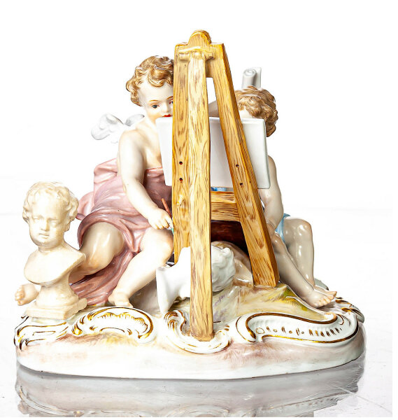 figurine alegory of visual arts Meissen designed by Johann Joachim Kändler allegories 1st Choice form 2462 1850-1924 hight:13,5cm