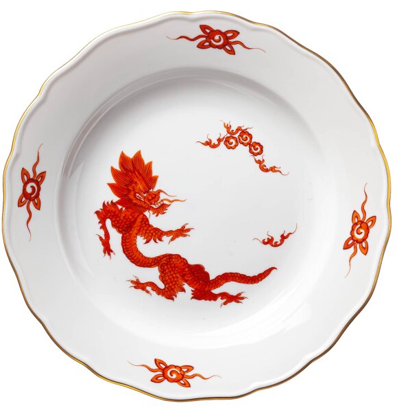 cake plate red ming dragon Meissen New Cutout form 472 1st Choice 1982 (20cm)
