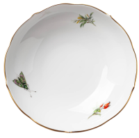 coffee cup and saucer Meissen bird and insects painture Meissen New Cutout form 0052 1st Choice after 1970