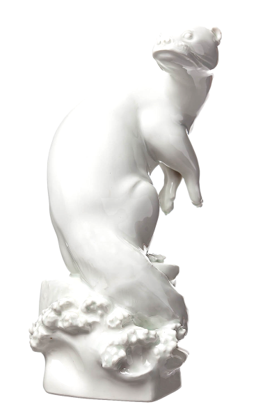 Figur Stehender Fischotter Meissen von Max Esser Tierfiguren 1. Wahl Modell A1221 1934-1940 Höhe:24cm