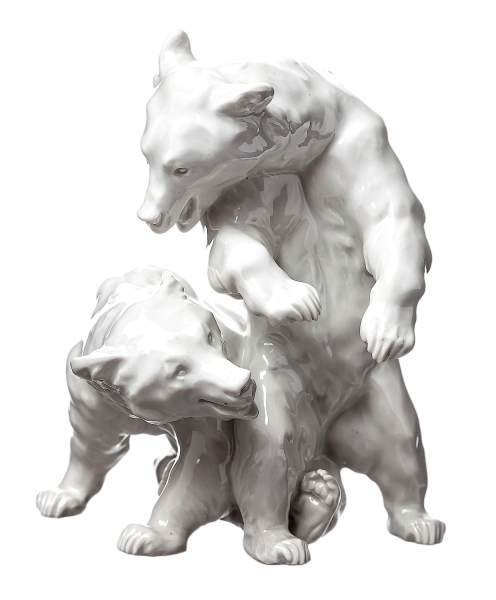 figurine playing bears Meissen designed by Erich Hösel Animals 1st Choice form V 111 1948 hight:20cm