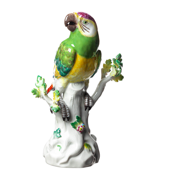 Figur Papagei nach rechts schauend Meissen von Johann Carl Schönheit Tierfiguren 1. Wahl Modell 77298 1981 Höhe:16cm