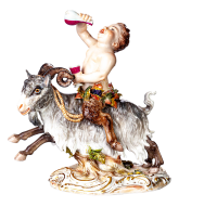 figurine Bacchic Satyr Astride a Goat  Meissen designed...
