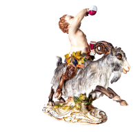 figurine Bacchic Satyr Astride a Goat  Meissen designed by Johann Joachim K&auml;ndler mythological figurines 1st Choice form D 44 1850-1924 hight:19cm